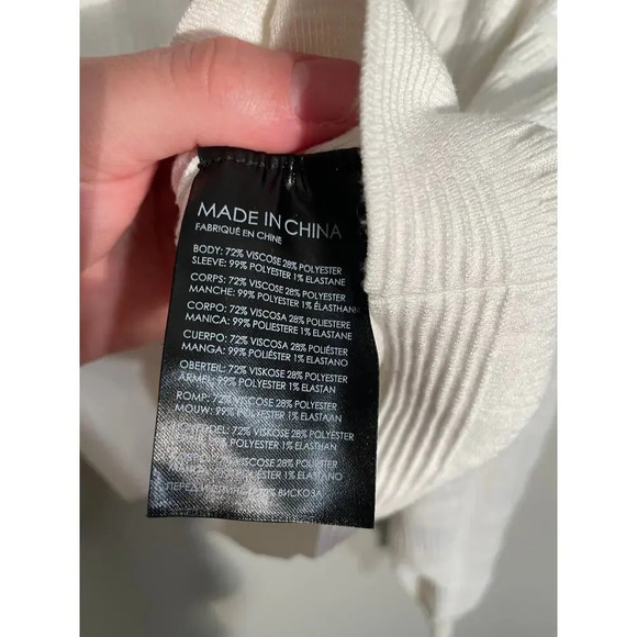 Club‎ Monaco White Woven Sleeve Crew Top - Picture 9 of 9